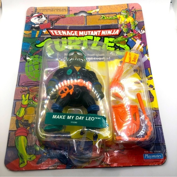 Bnib 90s TMNT Make My Day Leo Action 1990 Mirage Studios Playmates Toys - Picture 1 of 6